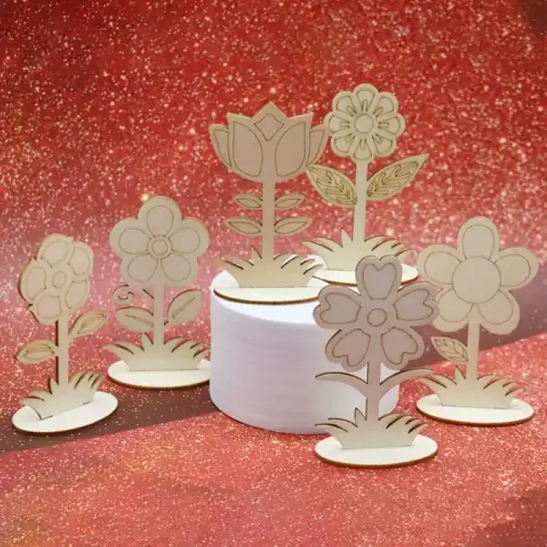 Wooden Flower Ornaments DIY Hand Painted Kids Craft Set - Image 2