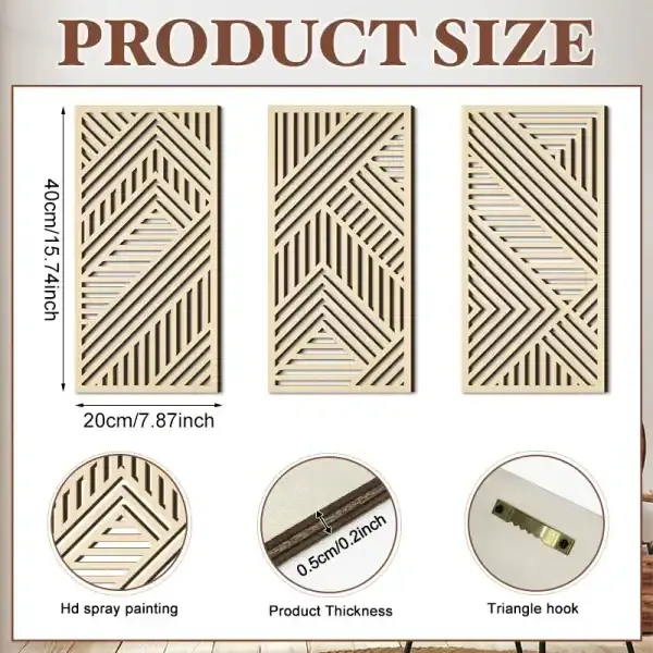 Wooden Geometric Wall Art Panels for Living Room and Bedroom Decor - Image 5