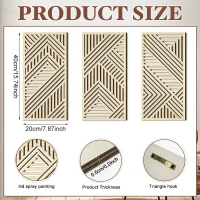 Wooden Geometric Wall Art Panels for Living Room and Bedroom Decor - 5