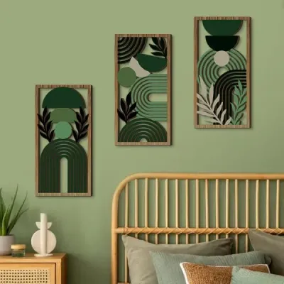 Hollow Wooden Hanging Wall Decor for Living Room and Bedroom – Rustic Country Style Wall Art - 3