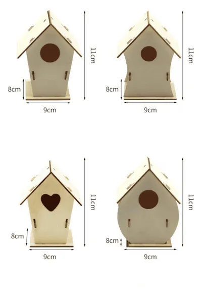 Handmade Wooden Birdhouse DIY Painting Kit for Kids Outdoor Hanging Bird Cage - 6