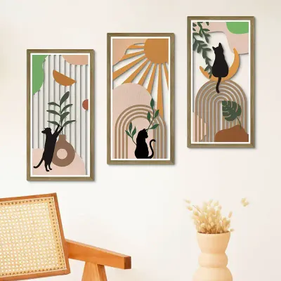 Minimalist Hollow Wooden Wall Art Decor for Living Room and Bedroom - 5