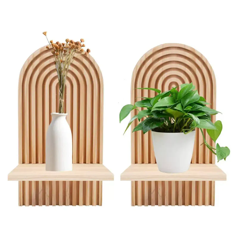 Home Wall Storage Wood Shelf Wall-Mounted Item Organizer Wood Display Shelf - Image 5