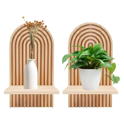 Home Wall Storage Wood Shelf Wall-Mounted Item Organizer Wood Display Shelf - 5