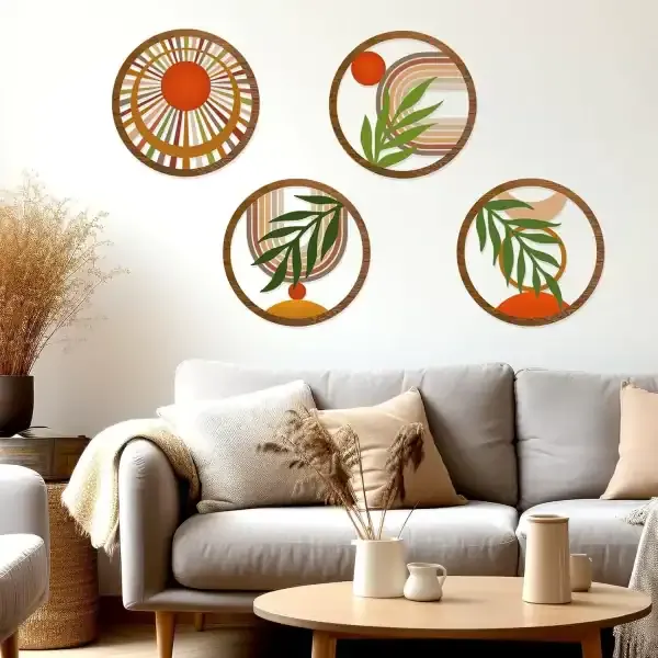 Bohemian Wooden Wall Art Set – Rustic Hollow Design Decorative Wall Hangings for Bedroom or Living Room - Image 2
