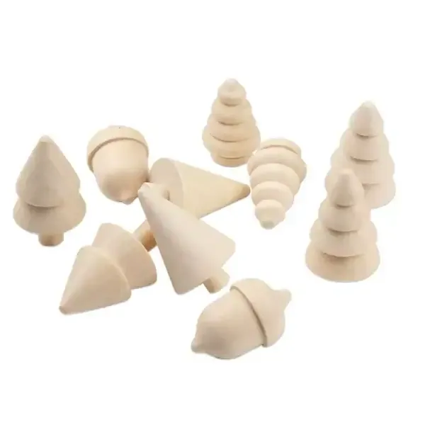 Natural Wood Christmas Tree DIY Painting Toy Set – Wooden Acorn and Tree Decorations for Kids, Bulk Wholesale - Image 4