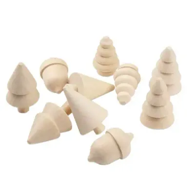 Natural Wood Christmas Tree DIY Painting Toy Set – Wooden Acorn and Tree Decorations for Kids, Bulk Wholesale - 4