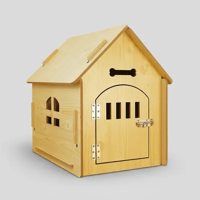 Detachable & Easy-Assemble Wooden Pet House – All-Season Indoor Outdoor Dog & Cat Kennel