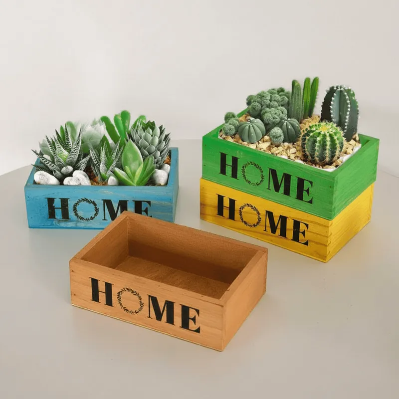 Zakka Style Wooden Planter Box for Balcony Succulent Arrangements and Mini Landscapes - Image 1