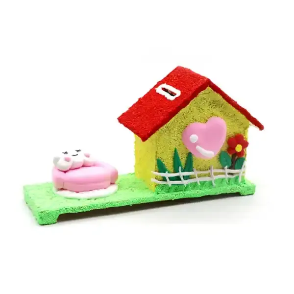 Wooden House Piggy Bank DIY Craft for Kids with Painting and Clay Decoration - Image 3