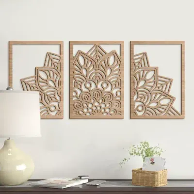 Mandala Wooden Carved Wall Art for Living Room Background Decoration - 3