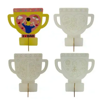 Father’s Day DIY Wooden Trophy Gift for Kids Handmade Painting Craft - 6