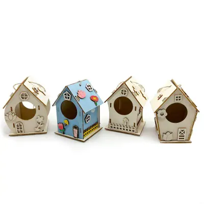 DIY Wooden Birdhouse Kit for Kids Painting and Assembly - 1