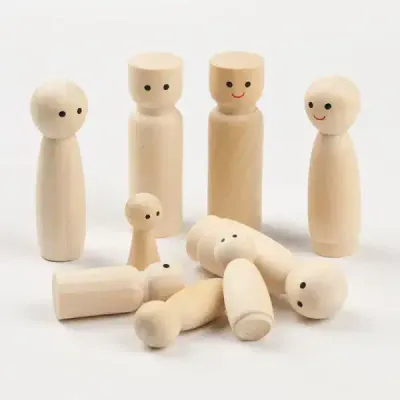 Natural Wooden Peg Dolls for Kids Painting and DIY Craft - 4