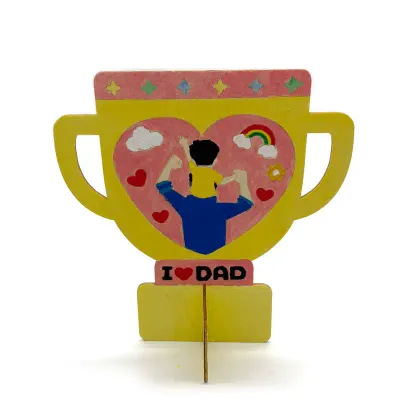 Father’s Day DIY Wooden Trophy Gift for Kids Handmade Painting Craft