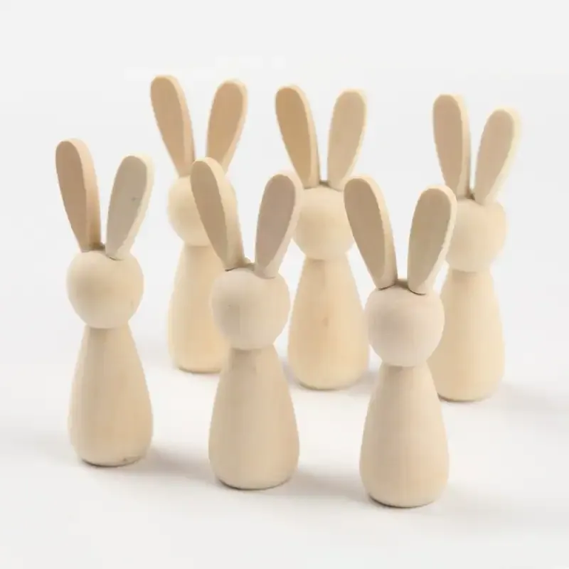 Easter Bunny DIY Wooden Painting Toys for Kids – Natural Wood Rabbit Figurines - Image 1