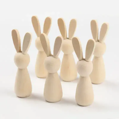 Easter Bunny DIY Wooden Painting Toys for Kids – Natural Wood Rabbit Figurines - 1