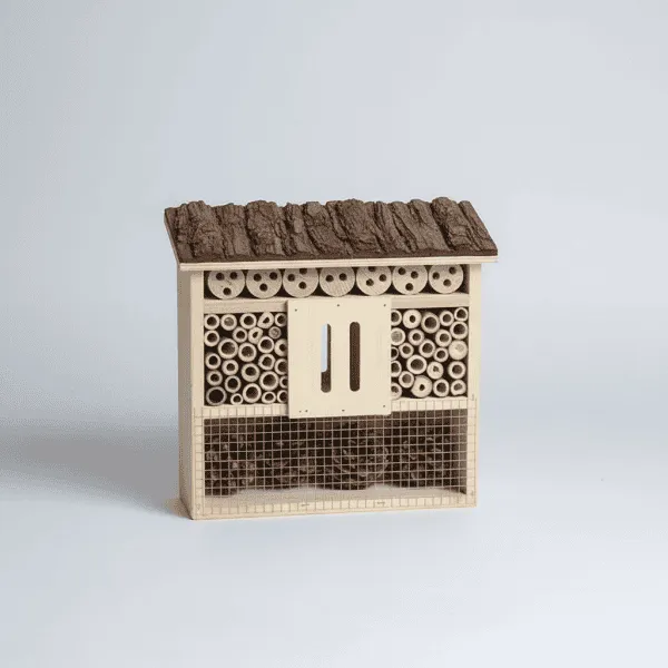 Wooden Insect Hotel Outdoor Bark Roof Bug House Solitary Bee Nest Wood Insect Lodge - Image 2