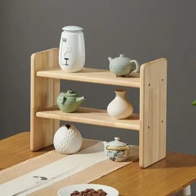Wooden Desktop Storage Shelf for Desk Organizer, Small Bookshelf & Multilayer Display Stand - 4