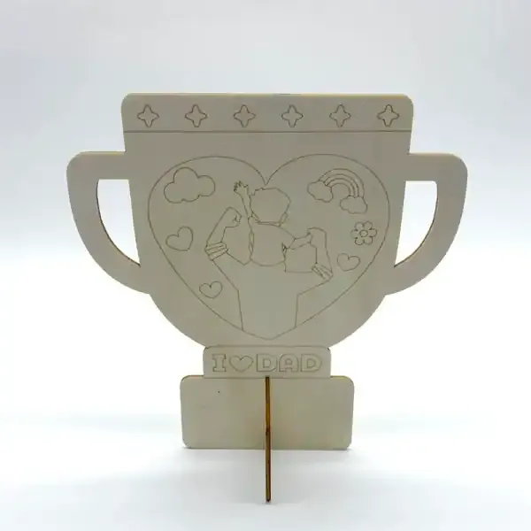 Father’s Day DIY Wooden Trophy Gift for Kids Handmade Painting Craft - Image 4