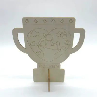 Father’s Day DIY Wooden Trophy Gift for Kids Handmade Painting Craft - 4