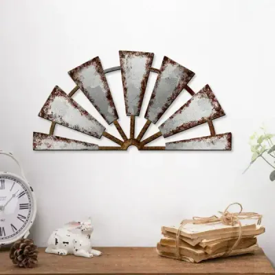 Farmhouse Windmill Wooden Wall Decor Rustic Hollowed Wood Wall Art - 2