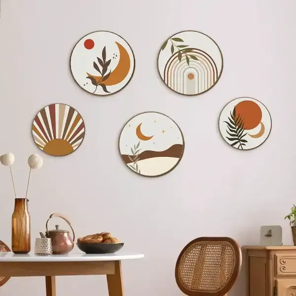 Bohemian Wooden Wall Art Decor – Rustic Botanical Hanging Farmhouse Wall Decor Set - Image 3