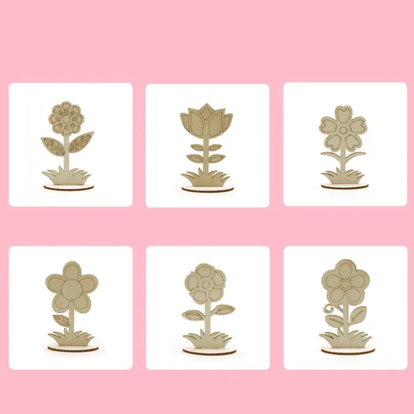 Wooden Flower Ornaments DIY Hand Painted Kids Craft Set - Image 3