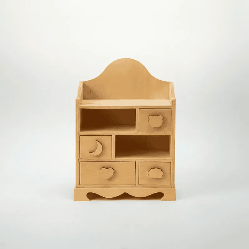 Multi-Functional Pine Wood Desktop Organizer with Drawers for Small Items - Image 1