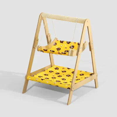 Luxury Double Layer Wooden Cat Hammock – Small Pet Rocking Bed & Hanging Cradle for Wholesale - 3