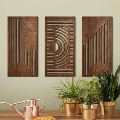Minimalist Hollow Wooden Wall Art Decor for Living Room and Bedroom - 3