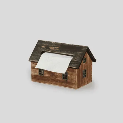 Innovative Wooden House Tissue Box – Retro & Durable Tabletop Decor for Living Room, Dining, Office - 1
