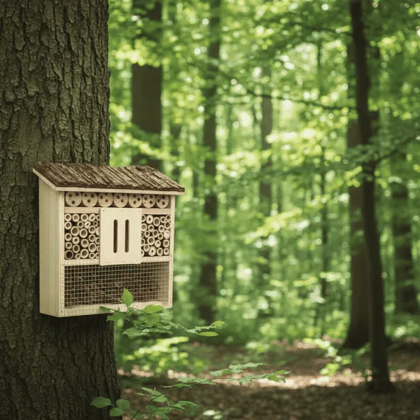 Wooden Insect Hotel Outdoor Bark Roof Bug House Solitary Bee Nest Wood Insect Lodge - Image 4