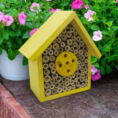 Wooden Insect House Outdoor Garden Decor Solitary Bee Hotel Pollinator Habitat - 3