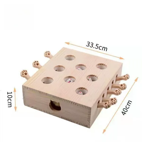 Wooden Cat Whack-A-Mole Toy – Interactive Puzzle for Feline Boredom Relief - Image 3