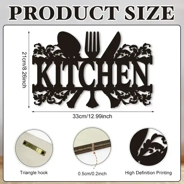 Modern Wooden Kitchen Wall Sign – Minimalist Hollow Cutlery Hanging Decoration - Image 4