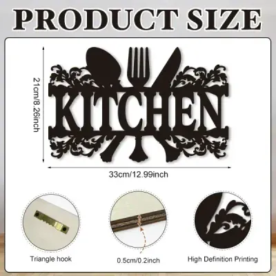Modern Wooden Kitchen Wall Sign – Minimalist Hollow Cutlery Hanging Decoration - 4