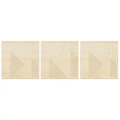 Geometric Landscape Hollow Wooden Wall Art Set – Nordic Style Birch Wood Decor Panels - 6