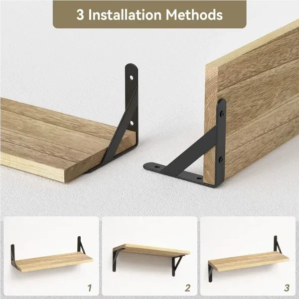 Rustic Farmhouse Wall Shelves Set – Solid Wood Floating Shelves for Living Room Decor & Storage - Image 2