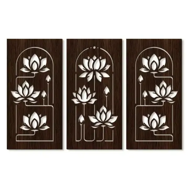 Lotus Hollow Wooden Wall Art Hanging Decor – Modern Asian Floral Home Decoration - Image 5