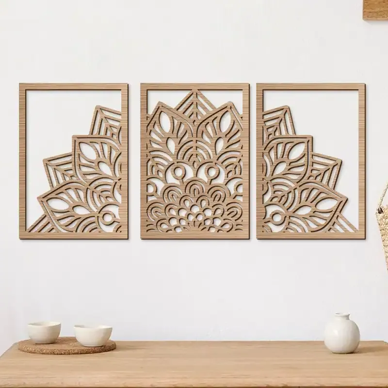 Boho Geometric Abstract Arch Hollow Wooden Wall Art for Living Room Decor - Image 6