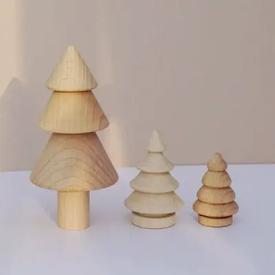 7cm Wooden Christmas Tree DIY Painting Craft Ornament for Holiday Decoration - 4