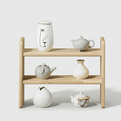 Wooden Desktop Storage Shelf for Desk Organizer, Small Bookshelf & Multilayer Display Stand - 1