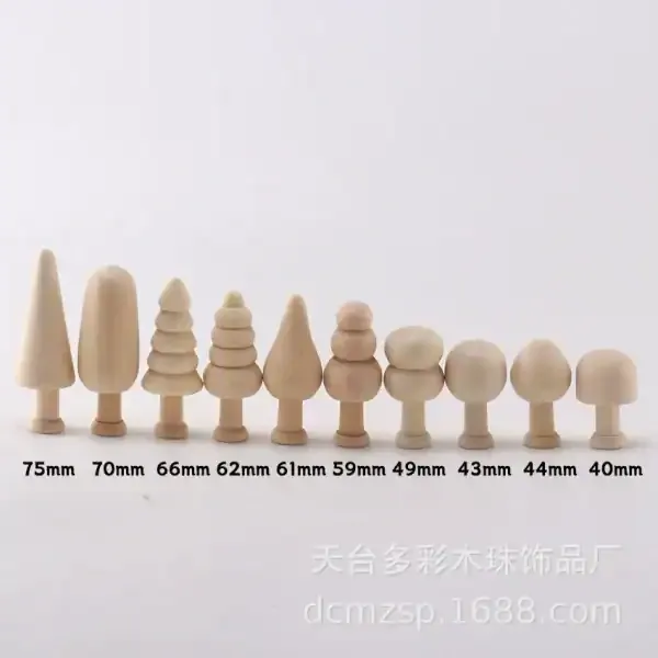 Wooden DIY Christmas Tree Craft Set for Kids – Unfinished Natural Wooden Forest Trees and Mushroom Figurines - Image 2