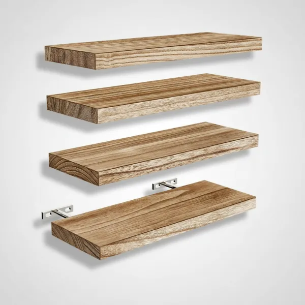 Home Wall Storage Wood Shelf Wall-Mounted Item Organizer Wood Display Shelf - Image 2