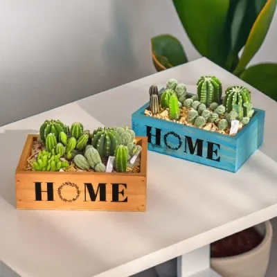 Zakka Style Wooden Planter Box for Balcony Succulent Arrangements and Mini Landscapes - 2