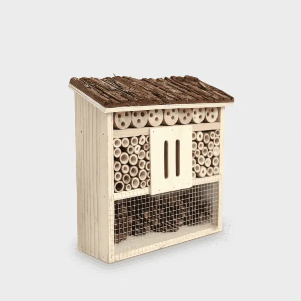 Wooden Insect Hotel Outdoor Bark Roof Bug House Solitary Bee Nest Wood Insect Lodge - Image 3