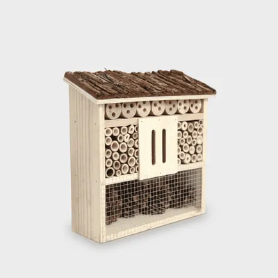 Wooden Insect Hotel Outdoor Bark Roof Bug House Solitary Bee Nest Wood Insect Lodge - 3