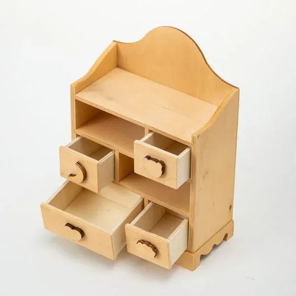 Multi-Functional Pine Wood Desktop Organizer with Drawers for Small Items - Image 3