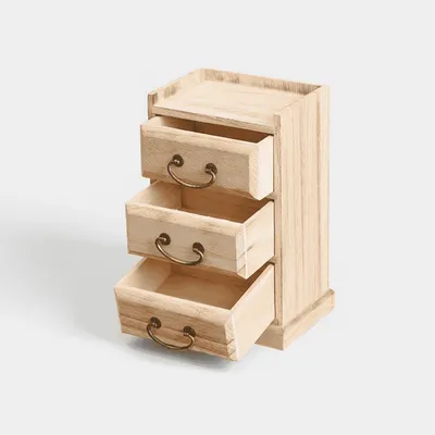 Vintage Wood Storage Drawer – Three-Tier Solid Wood Organizer for Jewelry & Tea - 3